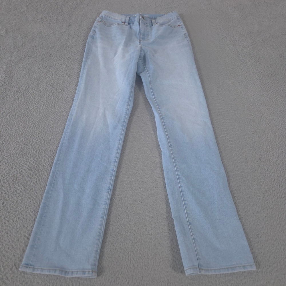 Lands' End Jeans Womens 8 Blue Straight Leg Recover High Rise Light Wash Denim